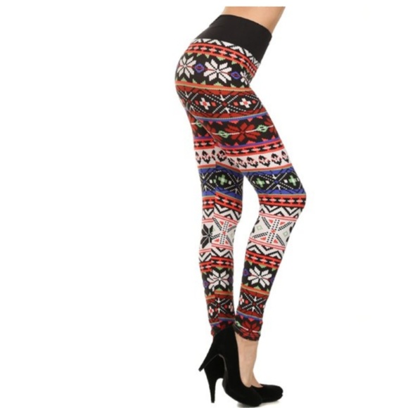 High waisted wide ban zip front tribal  leggings - Picture 4 of 5
